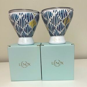 Set‎ of Two Lenox Blue and Yellow Patterned Tumblers